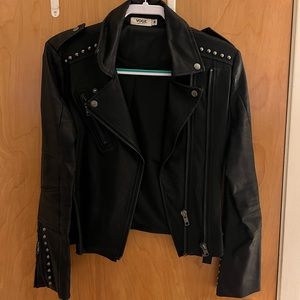 Black leather jacket with studs | black moto jacket
